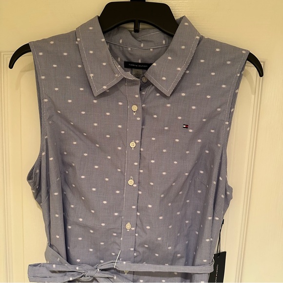 TOMMY HILFIGER Sleeveless Mini
Houndstooth Dot Shirt Dress (Size 10) NWT - Picture 4 of 4